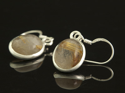 Rutilated Quartz Earrings in Sterling Silver